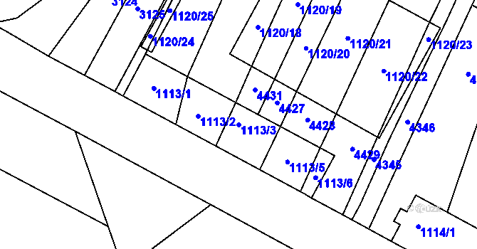 Parcela st. 1113/3 v KÚ Milokošť, Katastrální mapa
