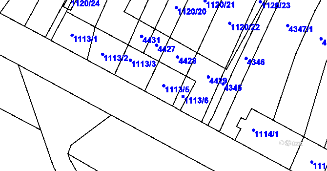 Parcela st. 1113/5 v KÚ Milokošť, Katastrální mapa