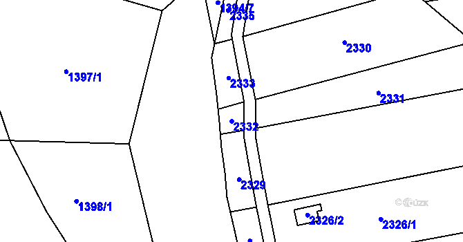 Parcela st. 2332 v KÚ Milokošť, Katastrální mapa