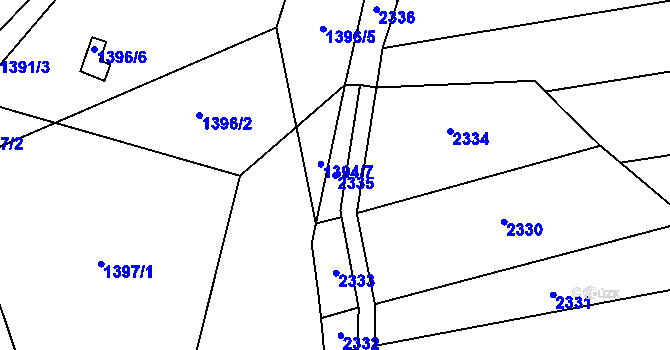 Parcela st. 2335 v KÚ Milokošť, Katastrální mapa