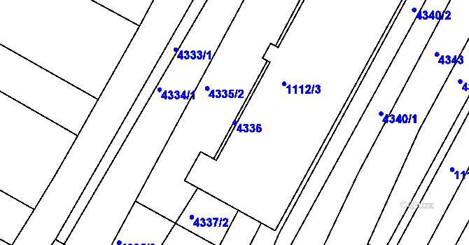 Parcela st. 4336 v KÚ Milokošť, Katastrální mapa