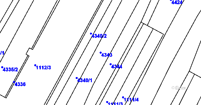 Parcela st. 4343 v KÚ Milokošť, Katastrální mapa