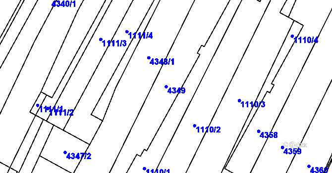 Parcela st. 4349 v KÚ Milokošť, Katastrální mapa