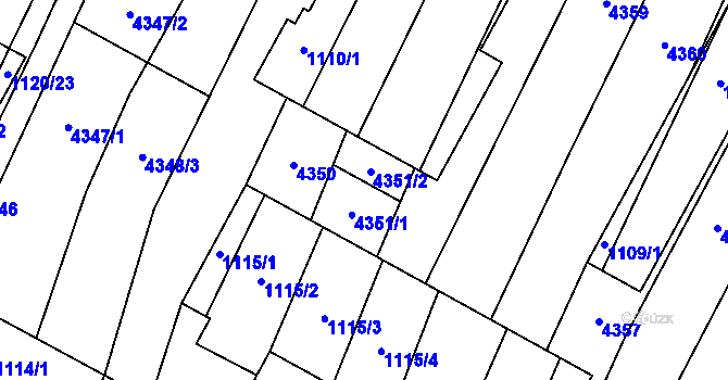 Parcela st. 4351 v KÚ Milokošť, Katastrální mapa