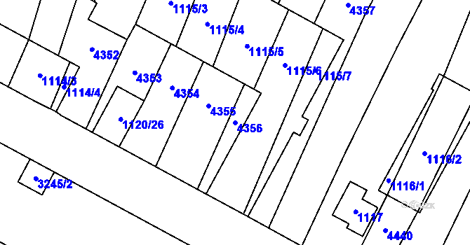Parcela st. 4356 v KÚ Milokošť, Katastrální mapa