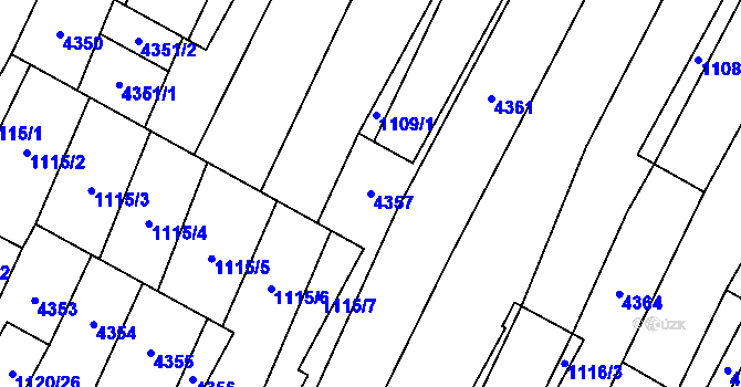 Parcela st. 4357 v KÚ Milokošť, Katastrální mapa