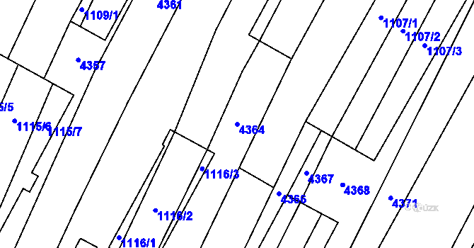 Parcela st. 4364 v KÚ Milokošť, Katastrální mapa