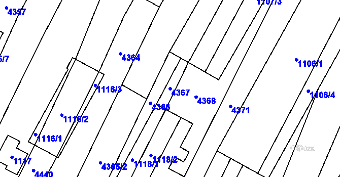 Parcela st. 4367 v KÚ Milokošť, Katastrální mapa