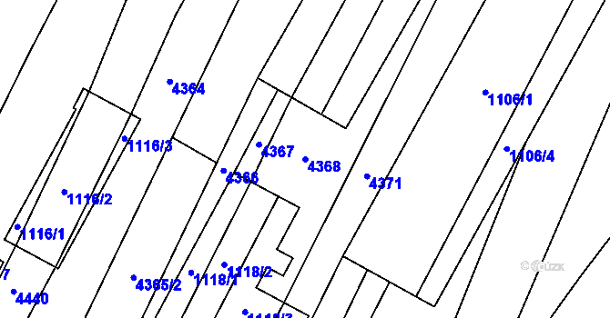 Parcela st. 4368 v KÚ Milokošť, Katastrální mapa