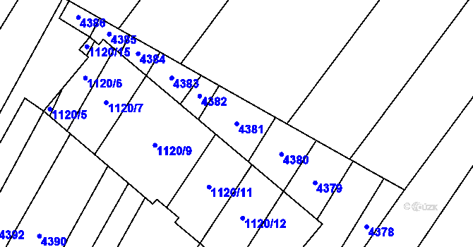 Parcela st. 4381 v KÚ Milokošť, Katastrální mapa