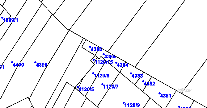 Parcela st. 4385 v KÚ Milokošť, Katastrální mapa