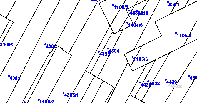 Parcela st. 4395 v KÚ Milokošť, Katastrální mapa