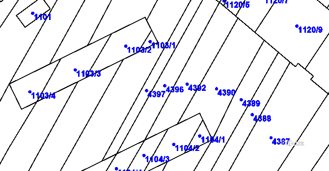 Parcela st. 4396 v KÚ Milokošť, Katastrální mapa