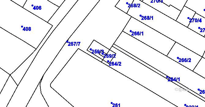 Parcela st. 259/2 v KÚ Milokošť, Katastrální mapa