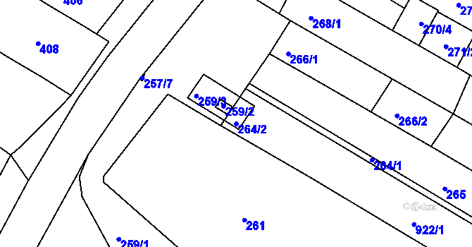 Parcela st. 264/2 v KÚ Milokošť, Katastrální mapa