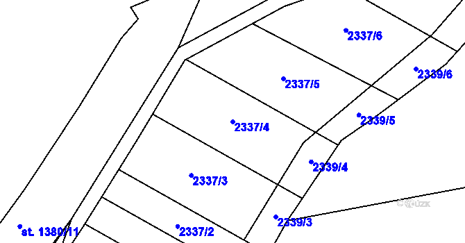 Parcela st. 2337/4 v KÚ Milokošť, Katastrální mapa