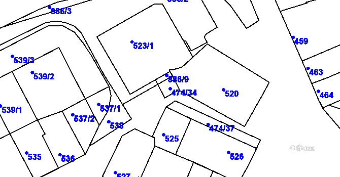 Parcela st. 474/34 v KÚ Milokošť, Katastrální mapa