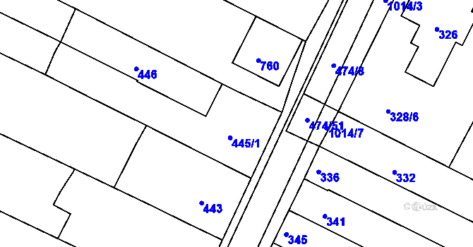 Parcela st. 445/2 v KÚ Milokošť, Katastrální mapa