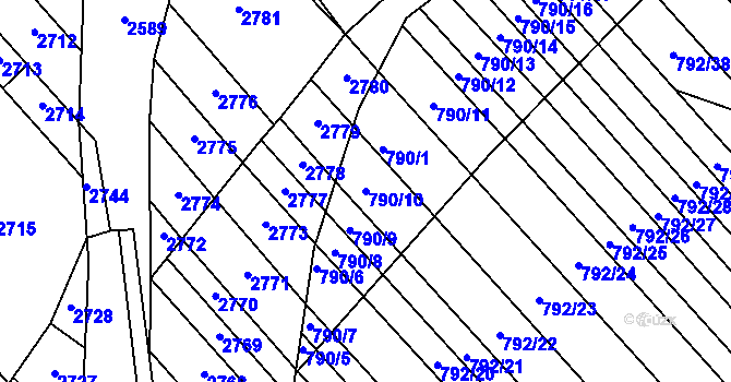 Parcela st. 790/10 v KÚ Milokošť, Katastrální mapa
