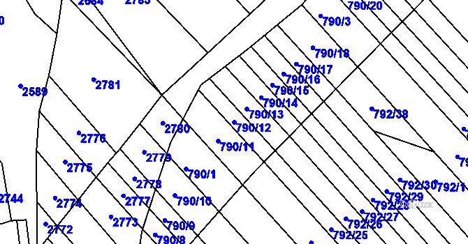 Parcela st. 790/12 v KÚ Milokošť, Katastrální mapa