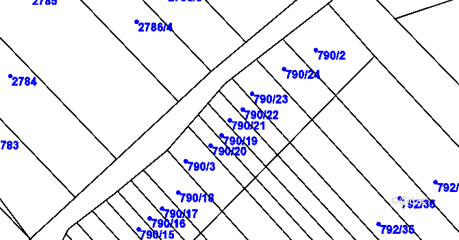 Parcela st. 790/21 v KÚ Milokošť, Katastrální mapa