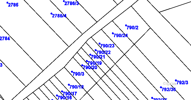 Parcela st. 790/22 v KÚ Milokošť, Katastrální mapa