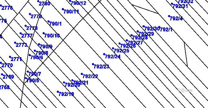 Parcela st. 792/24 v KÚ Milokošť, Katastrální mapa