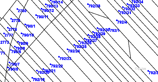 Parcela st. 792/26 v KÚ Milokošť, Katastrální mapa