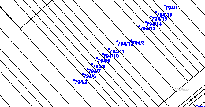 Parcela st. 794/10 v KÚ Milokošť, Katastrální mapa