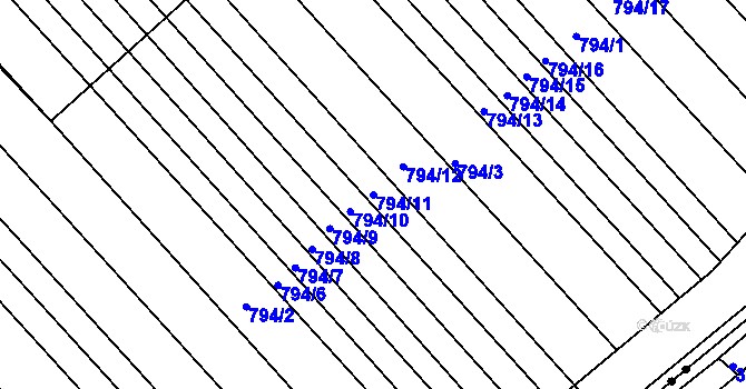 Parcela st. 794/11 v KÚ Milokošť, Katastrální mapa