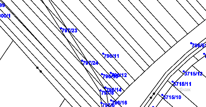 Parcela st. 796/11 v KÚ Milokošť, Katastrální mapa