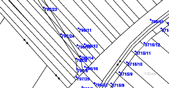 Parcela st. 796/12 v KÚ Milokošť, Katastrální mapa