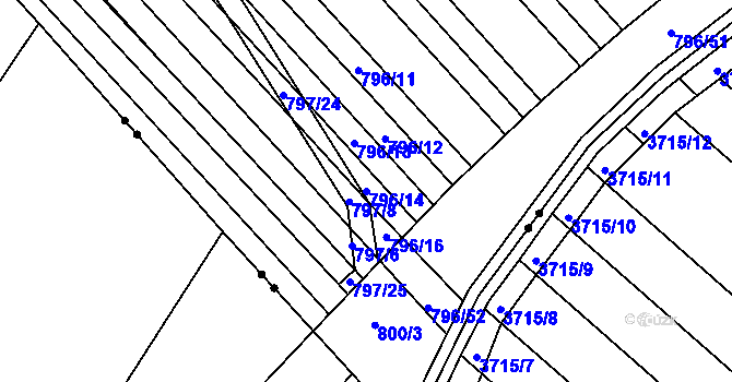 Parcela st. 796/14 v KÚ Milokošť, Katastrální mapa