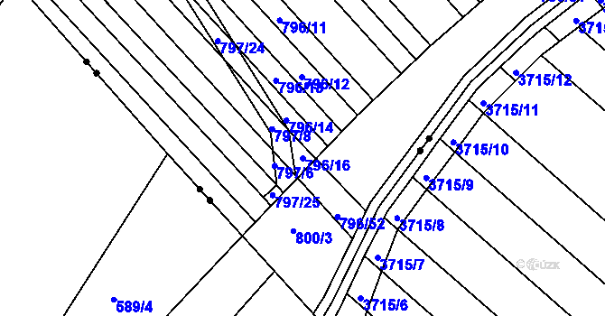 Parcela st. 796/16 v KÚ Milokošť, Katastrální mapa