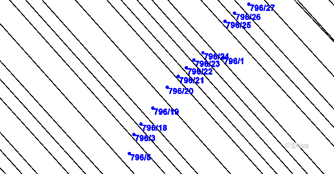Parcela st. 796/20 v KÚ Milokošť, Katastrální mapa