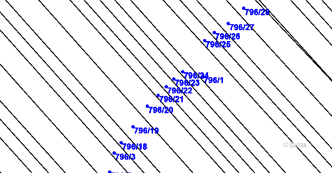 Parcela st. 796/22 v KÚ Milokošť, Katastrální mapa
