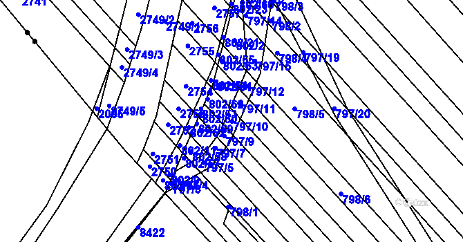 Parcela st. 797/10 v KÚ Milokošť, Katastrální mapa