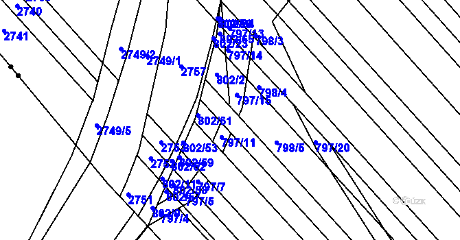 Parcela st. 797/12 v KÚ Milokošť, Katastrální mapa