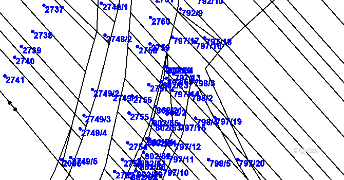 Parcela st. 797/14 v KÚ Milokošť, Katastrální mapa