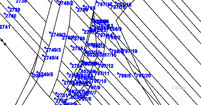 Parcela st. 797/15 v KÚ Milokošť, Katastrální mapa