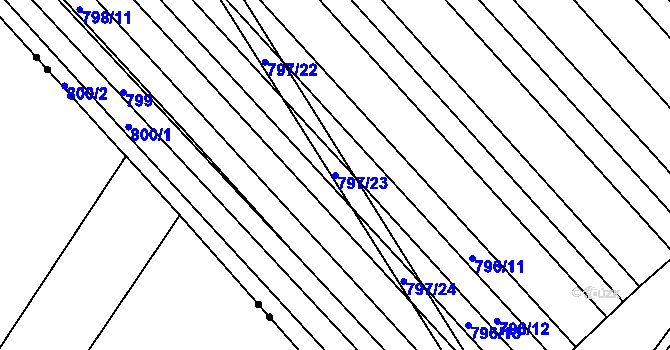 Parcela st. 797/23 v KÚ Milokošť, Katastrální mapa