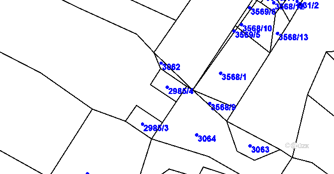 Parcela st. 2985/4 v KÚ Milokošť, Katastrální mapa