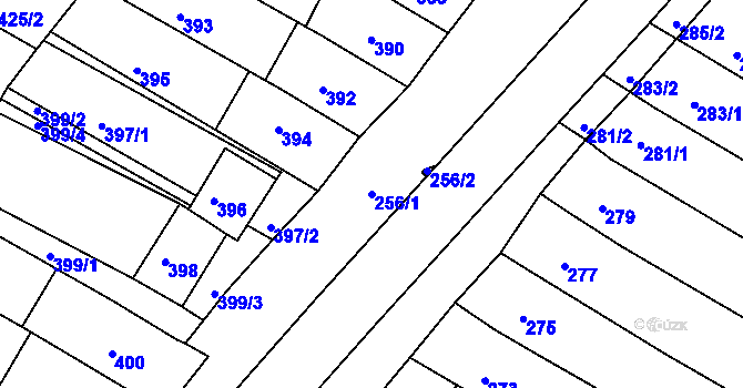 Parcela st. 256/1 v KÚ Milokošť, Katastrální mapa