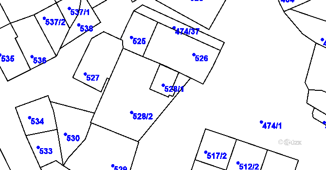 Parcela st. 528/1 v KÚ Milokošť, Katastrální mapa