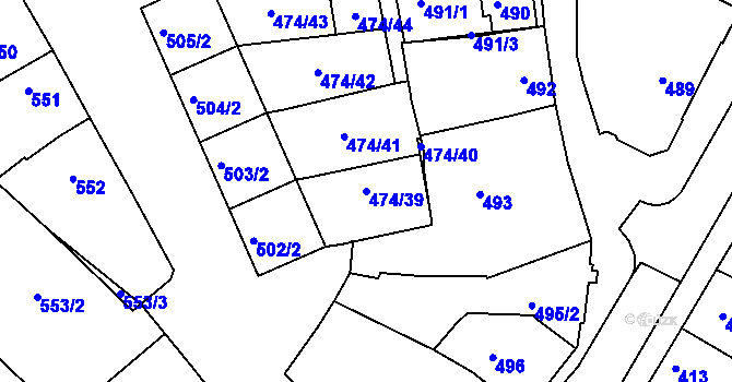 Parcela st. 474/39 v KÚ Milokošť, Katastrální mapa