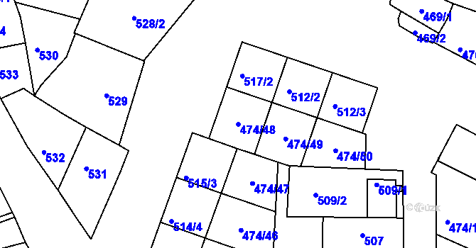 Parcela st. 474/48 v KÚ Milokošť, Katastrální mapa