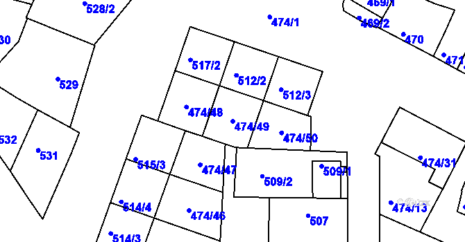 Parcela st. 474/49 v KÚ Milokošť, Katastrální mapa