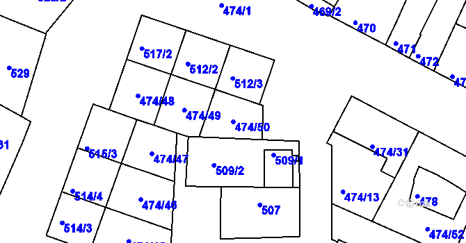 Parcela st. 474/50 v KÚ Milokošť, Katastrální mapa