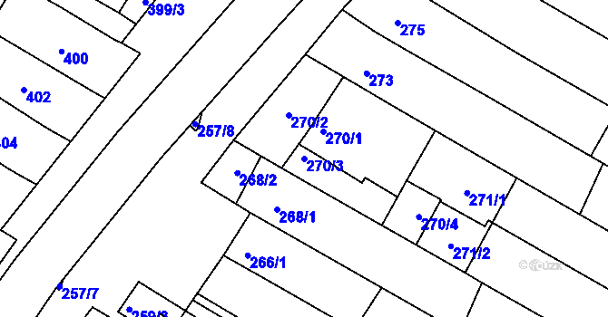 Parcela st. 270/3 v KÚ Milokošť, Katastrální mapa