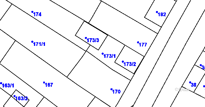 Parcela st. 173/1 v KÚ Milokošť, Katastrální mapa